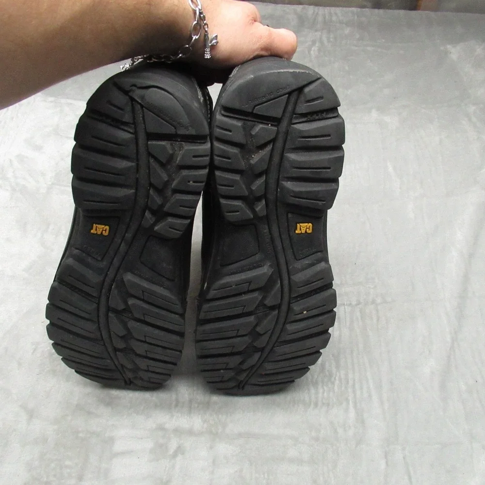 Caterpillar Men 10.5M‎ Wide Work Boots Black Steel Toe Leather Rugged Waterproof